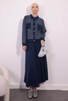 Vêtements hijab GRIS COSTUME À JUPE À RAYURES T 1154