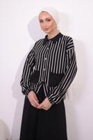 Vêtements hijab NOIR COSTUME À JUPE À RAYURES T 2154