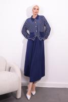 Hijab clothing NAVY BLUE STRIPED SKIRTED SUIT T 2154