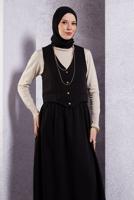 Tesettür giyim SİYAH YELEKLİ ETEKLİ TAKIM T 3637