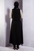 Tesettür giyim SİYAH YELEKLİ ETEKLİ TAKIM T 3637