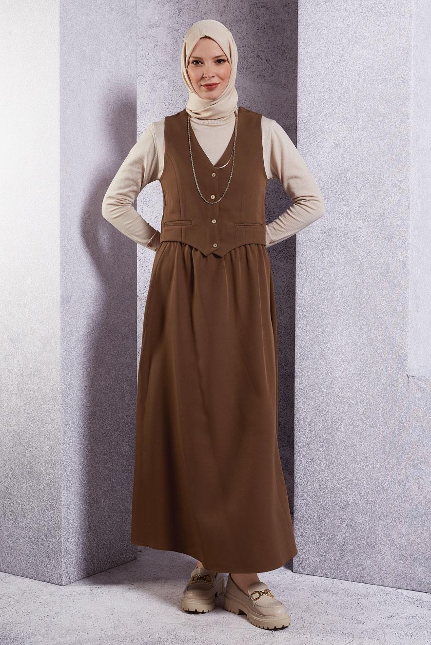 Vêtements hijab BRUN COSTUME JUPE AVEC GILET T 3637