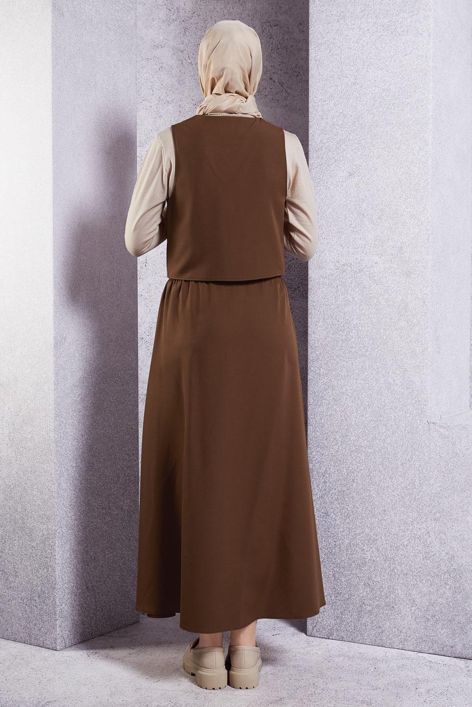 Vêtements hijab BRUN COSTUME JUPE AVEC GILET T 3637