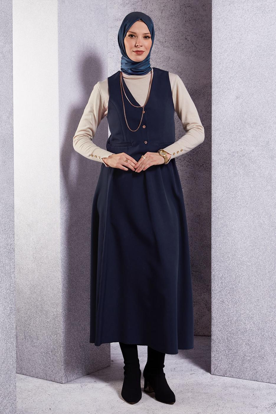 Vêtements hijab BLEU MARINE COSTUME JUPE AVEC GILET T 3637