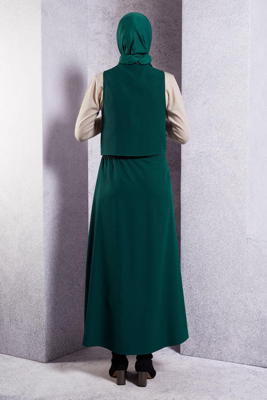 Vêtements hijab VERT COSTUME JUPE AVEC GILET T 3637