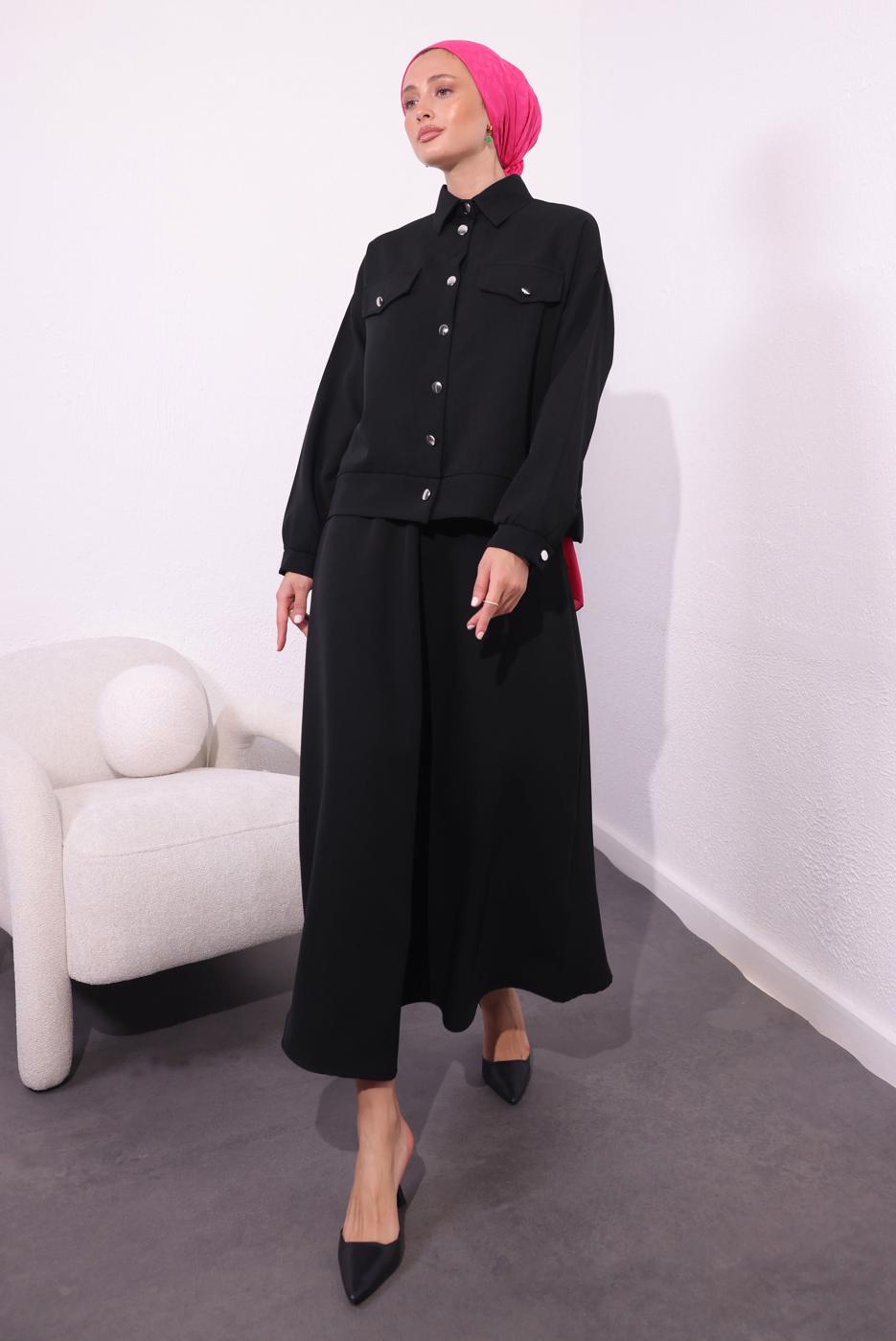 Vêtements hijab NOIR COSTUME MODESTE À JUPE T 4554