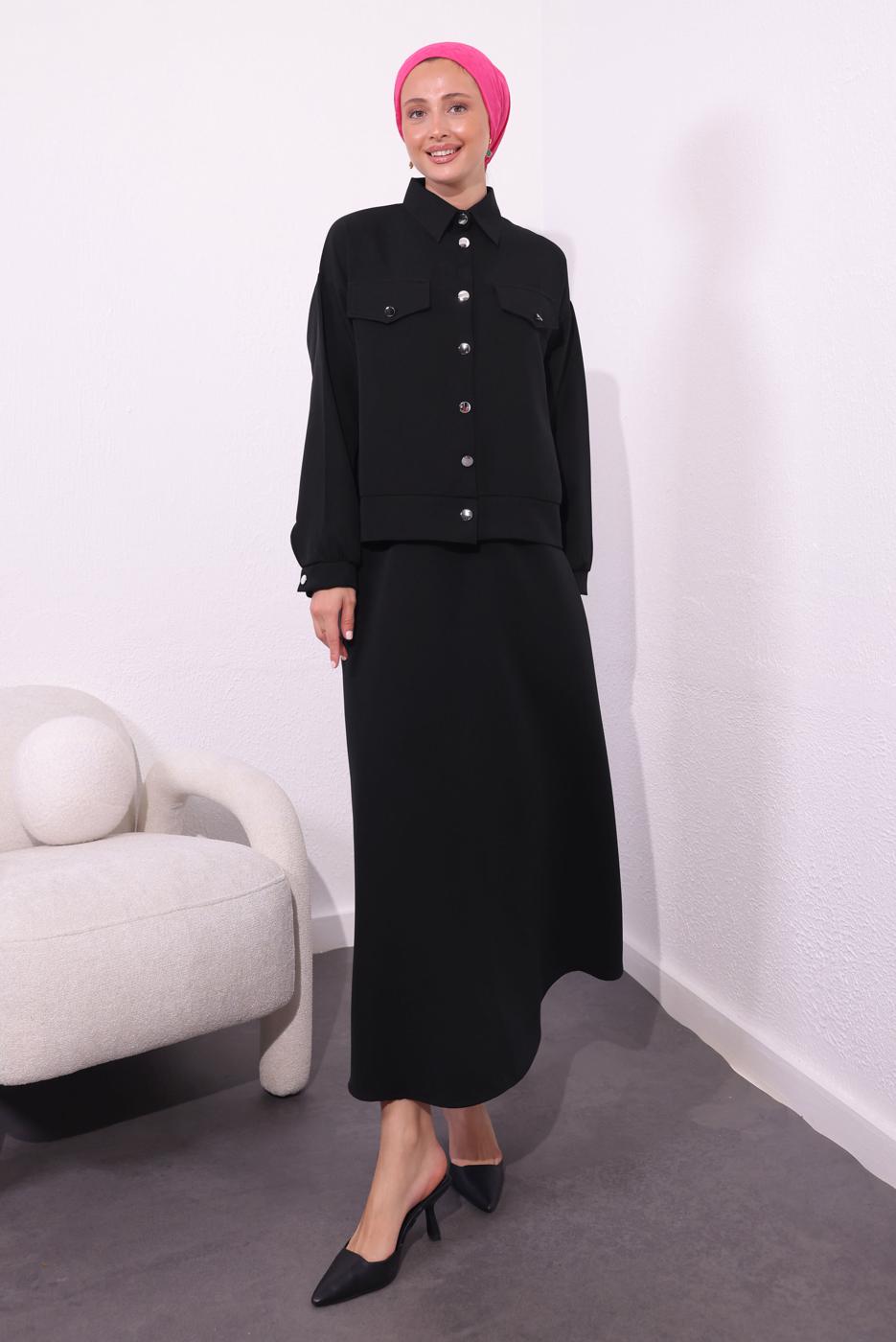 Vêtements hijab NOIR COSTUME MODESTE À JUPE T 4554