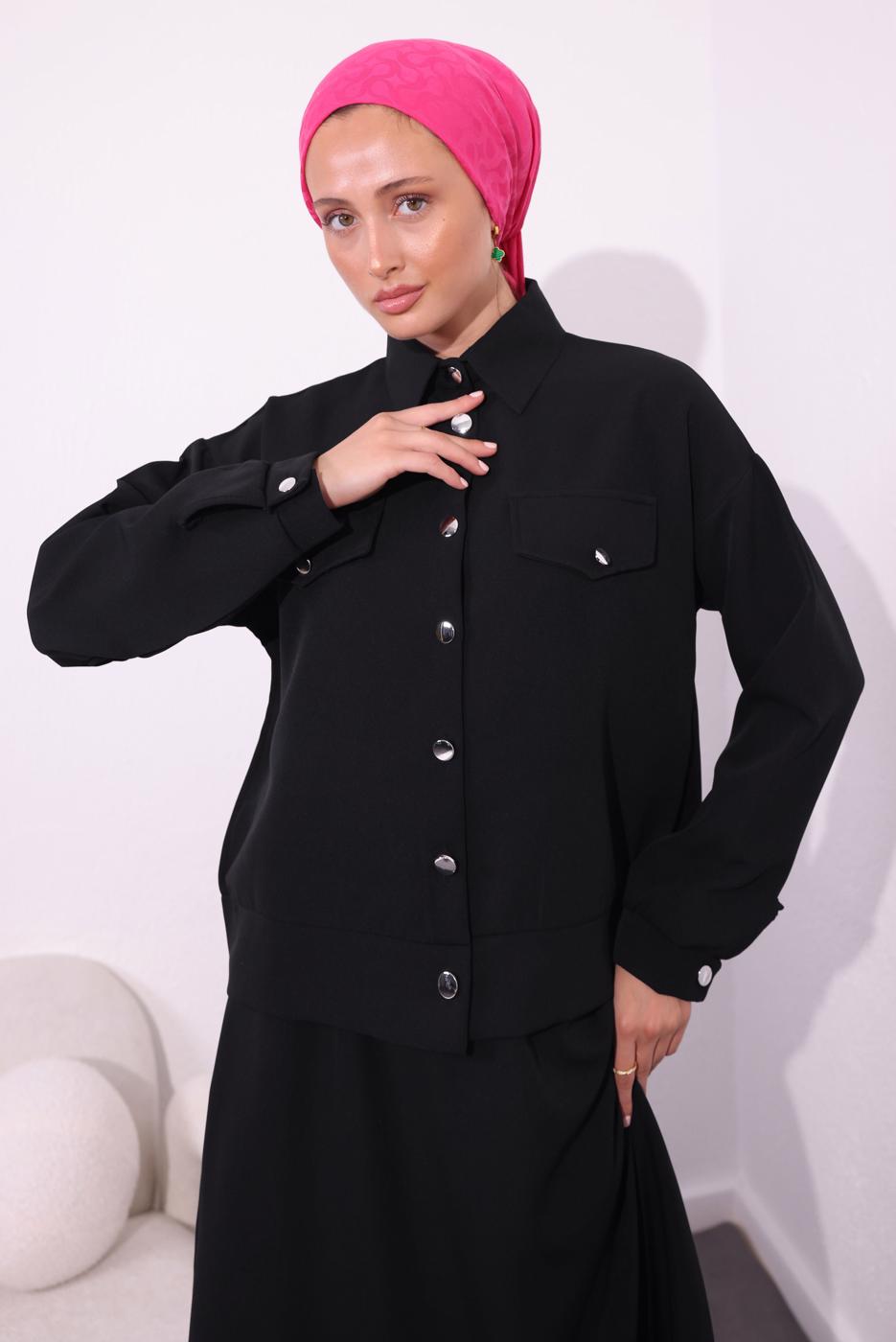 Vêtements hijab NOIR COSTUME MODESTE À JUPE T 4554