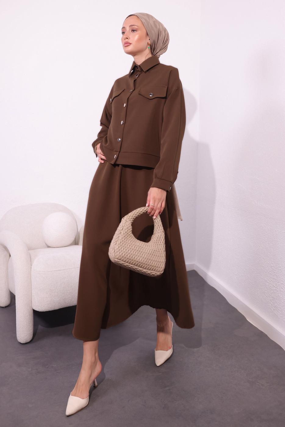Hijab clothing BROWN SKIRTED MODEST SUIT T 4554