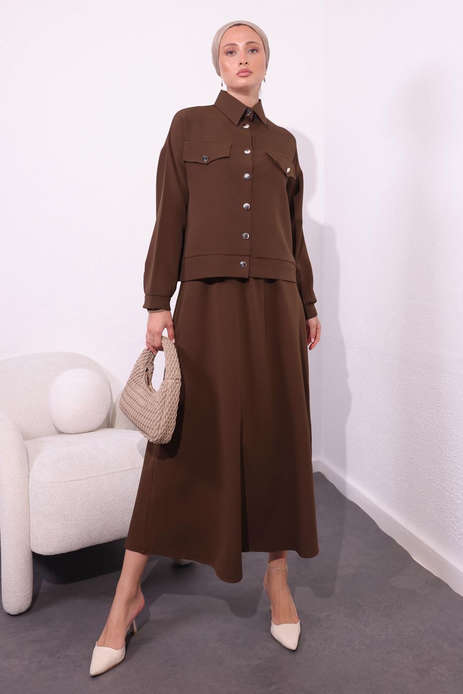 Hijab clothing BROWN SKIRTED MODEST SUIT T 4554