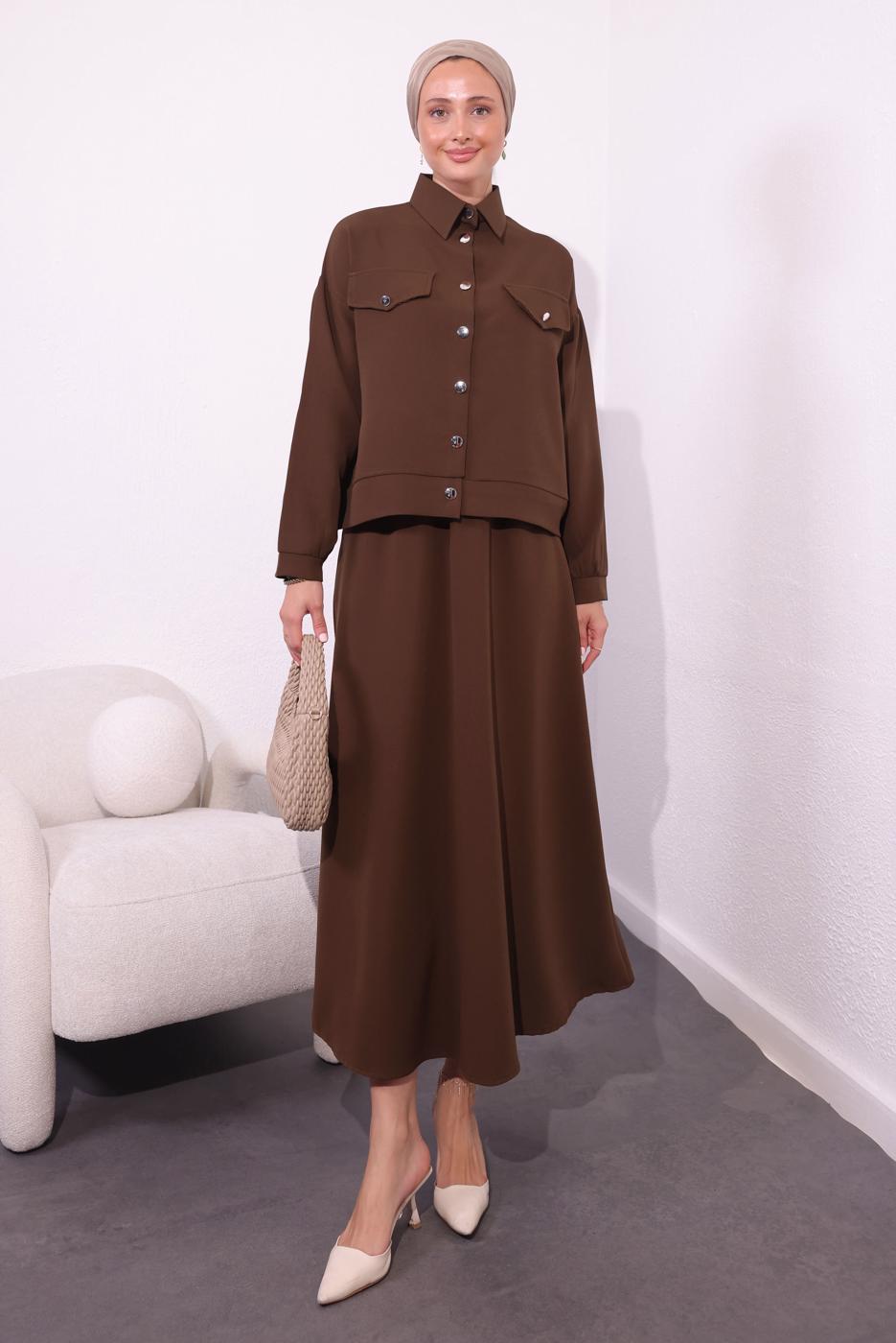 Hijab clothing BROWN SKIRTED MODEST SUIT T 4554
