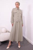Tesettür giyim KUM ETEKLİ TESETTÜR TAKIM T 4554