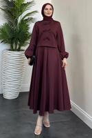 Tesettür giyim BORDO ETEKLİ SCUBA TAKIM T 9416