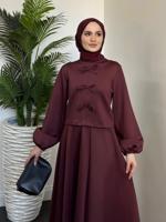 Tesettür giyim BORDO ETEKLİ SCUBA TAKIM T 9416