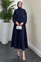 Tesettür giyim LACİVERT ETEKLİ SCUBA TAKIM T 9416
