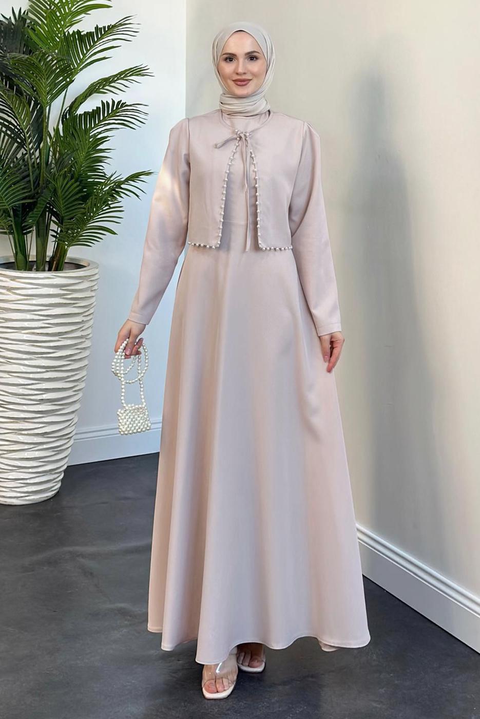 Vêtements hijab POUDRE COSTUME AVEC PERLES T 6416