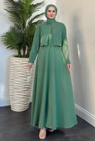Vêtements hijab VERT COSTUME AVEC PERLES T 6416