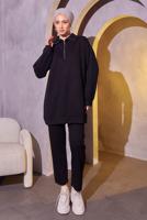 Tesettür giyim SİYAH ÖRME PANTOLONLU TAKIM T 0144
