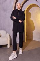 Tesettür giyim SİYAH ÖRME PANTOLONLU TAKIM T 0144