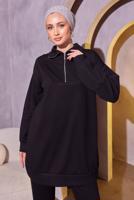 Tesettür giyim SİYAH ÖRME PANTOLONLU TAKIM T 0144