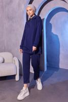 Tesettür giyim LACİVERT ÖRME PANTOLONLU TAKIM T 0144