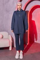 Tesettür giyim GRİ ÖRME PANTOLONLU TAKIM T 0144
