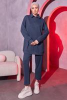 Tesettür giyim GRİ ÖRME PANTOLONLU TAKIM T 0144