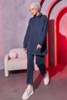 Tesettür giyim GRİ ÖRME PANTOLONLU TAKIM T 0144