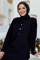 Tesettür giyim SİYAH PANTOLONLU TRİKO TAKIM T 0351-2