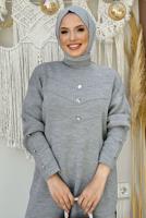 Tesettür giyim GRİ PANTOLONLU TRİKO TAKIM T 0351-2