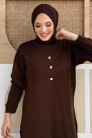 Tesettür giyim KAHVE PANTOLONLU TRİKO TAKIM T 0351-2