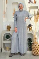 Tesettür giyim GRİ PANTOLONLU TRİKO TAKIM T 1006-2