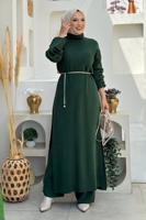 Tesettür giyim YEŞİL PANTOLONLU TRİKO TAKIM T 1006-2