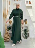 Tesettür giyim YEŞİL PANTOLONLU TRİKO TAKIM T 1006-2