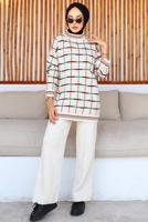 Vêtements hijab BEIGE COSTUME PANTALON EN TRICOT À MOTIFS T 20032