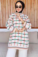 Vêtements hijab BEIGE COSTUME PANTALON EN TRICOT À MOTIFS T 20032