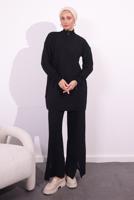Tesettür giyim SİYAH PANTOLONLU TRİKO TAKIM T 2309