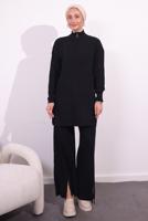 Tesettür giyim SİYAH PANTOLONLU TRİKO TAKIM T 2309