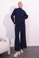 Tesettür giyim LACİVERT PANTOLONLU TRİKO TAKIM T 2309