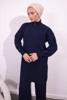 Tesettür giyim LACİVERT PANTOLONLU TRİKO TAKIM T 2309