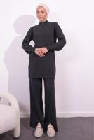 Tesettür giyim GRİ PANTOLONLU TRİKO TAKIM T 2309