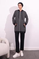 Tesettür giyim SİYAH ÖRME PANTOLONLU TAKIM T 3154