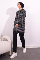 Tesettür giyim SİYAH ÖRME PANTOLONLU TAKIM T 3154
