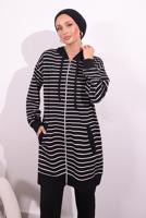 Tesettür giyim SİYAH ÖRME PANTOLONLU TAKIM T 3154