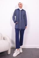 Tesettür giyim LACİVERT ÖRME PANTOLONLU TAKIM T 3154