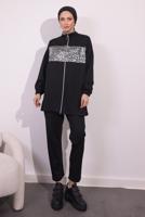 Tesettür giyim SİYAH İKİ İPLİK PANTOLONLU TAKIM T 4054