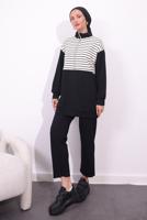 Tesettür giyim SİYAH ÖRME PANTOLONLU TAKIM T 4154