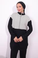 Tesettür giyim SİYAH ÖRME PANTOLONLU TAKIM T 4154