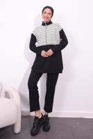 Tesettür giyim SİYAH ÖRME PANTOLONLU TAKIM T 4154