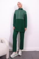 Tesettür giyim YEŞİL ÖRME PANTOLONLU TAKIM T 4154